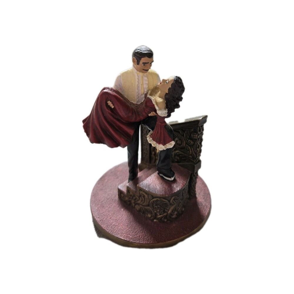 VTG Gone With the Wind Music Box TOP Scarlett Rhett Figurine Collector Decor